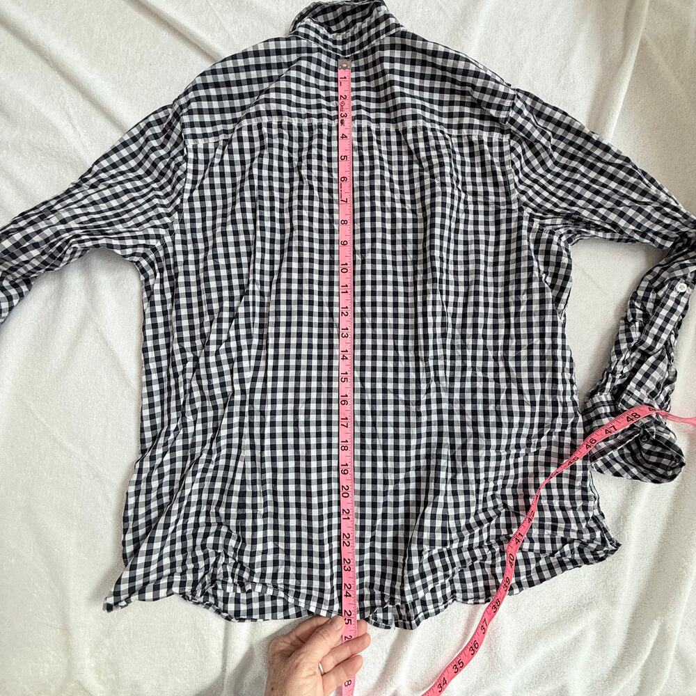 Talbots Navy & White Gingham Button Down Shirt‎ - 100% Cotton - Women's Size L - Picture 6 of 6